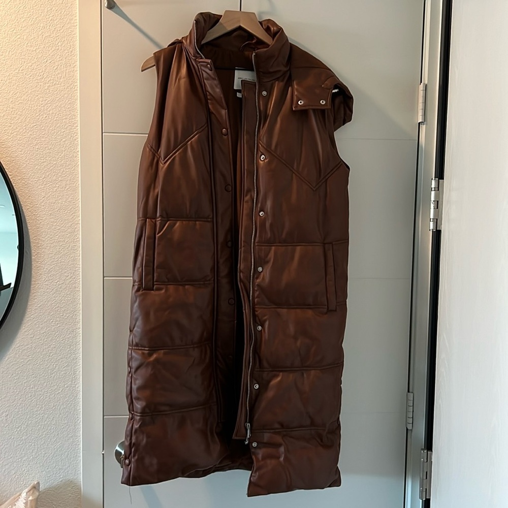 Avec les filles duster cognac sleeveless puffer sz XS oversized